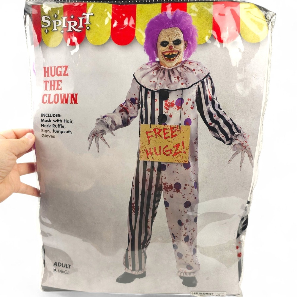 Spirit Halloween Hugz The Clown Costume Adult Large Scary Horror Circus Cosplay
